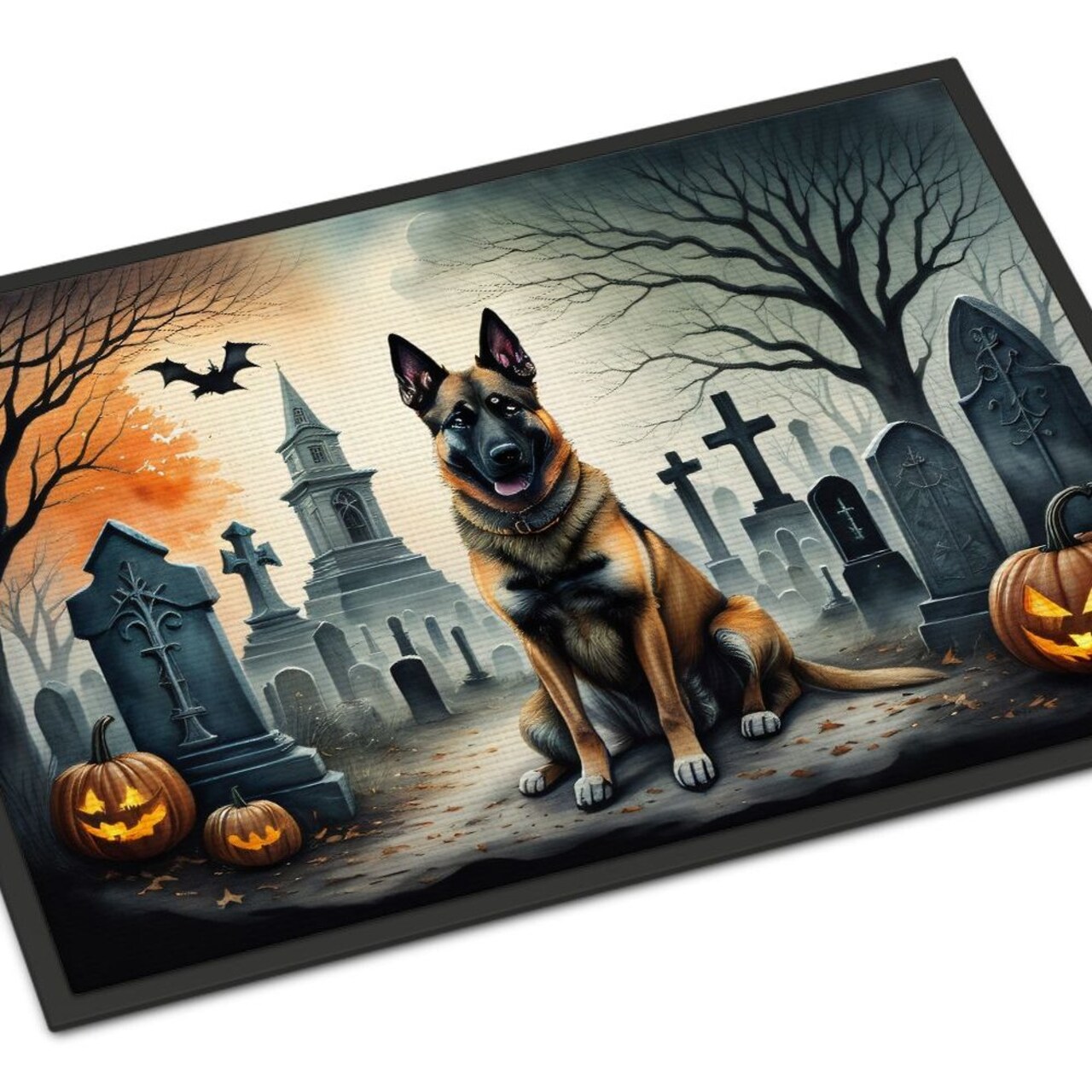 Edge Collections - 18" x 27" - Multicolor - Belgian Malinois Halloween Doormat Indoor Outdoor Rug - 1 Piece